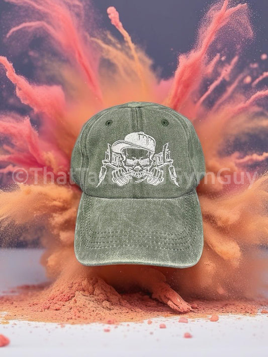 Stonewash Hat : Army Green/White🧢